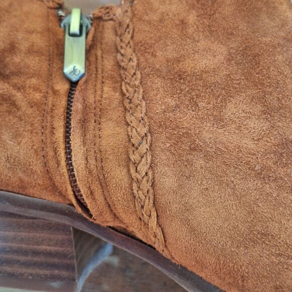 Sam Edelman Paige Suede Booties Fringe Ankle Boots Cinnamon sz 9 Festival Boots - Picture 8 of 16